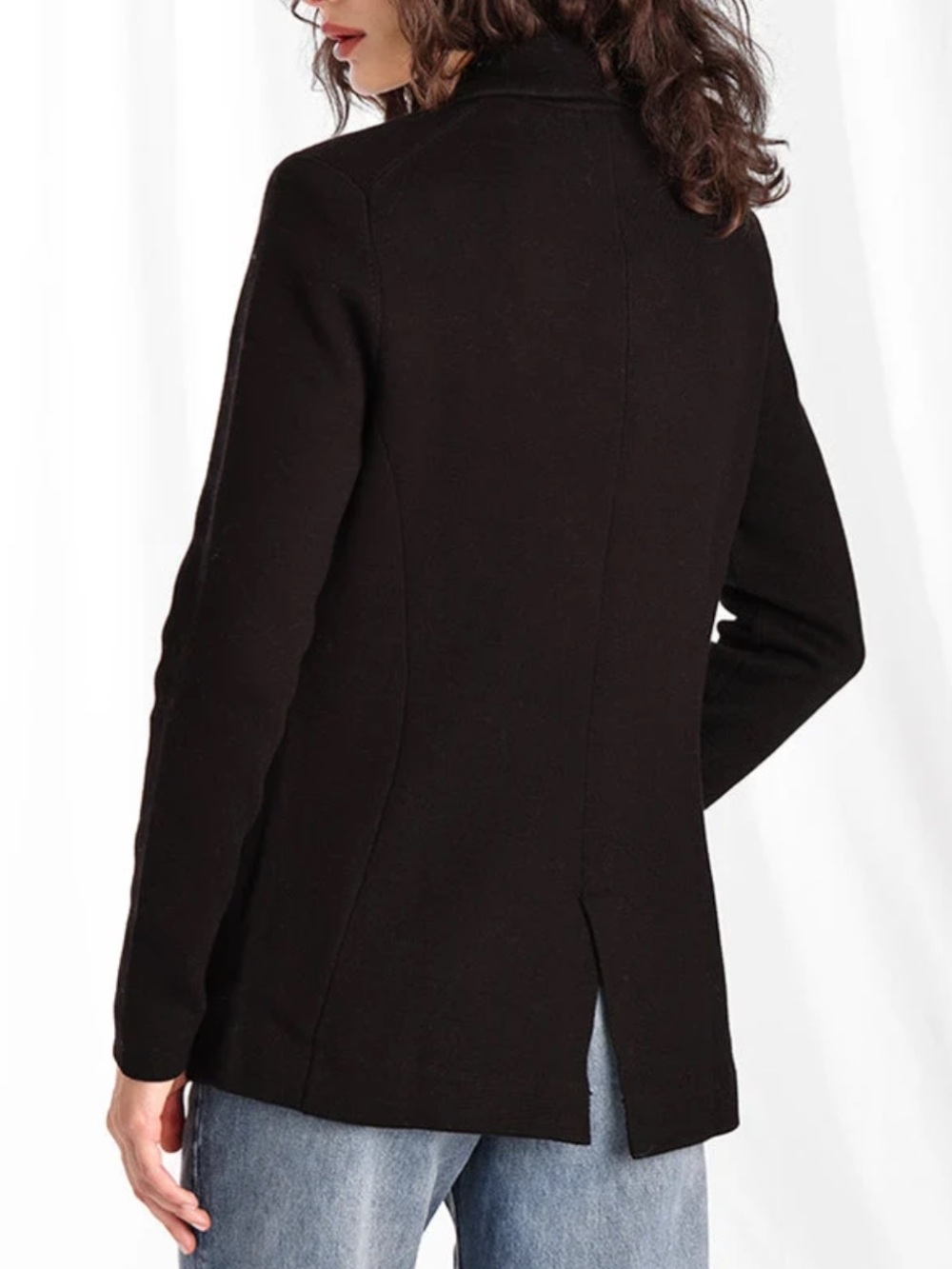 Minnie Rose Black Knit Sweater Blazer Jacket Medium NWT Cotton Blend - Picture 3 of 10